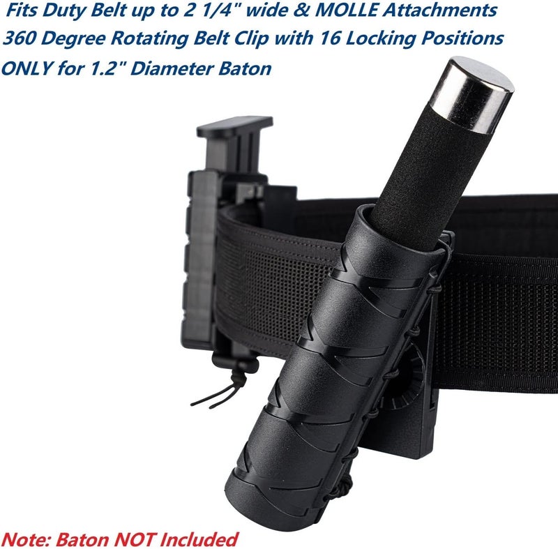 Dotacty Baton Holder w/ 360 Degree Rotating Duty Belt/MOLLE Vest Clip 16"-21"-26" Telescopic/Expandable Baton Holster for 1.2" Diameter Flashlight Carry Case Torch Carrier Police LE Security Officer - Image 1